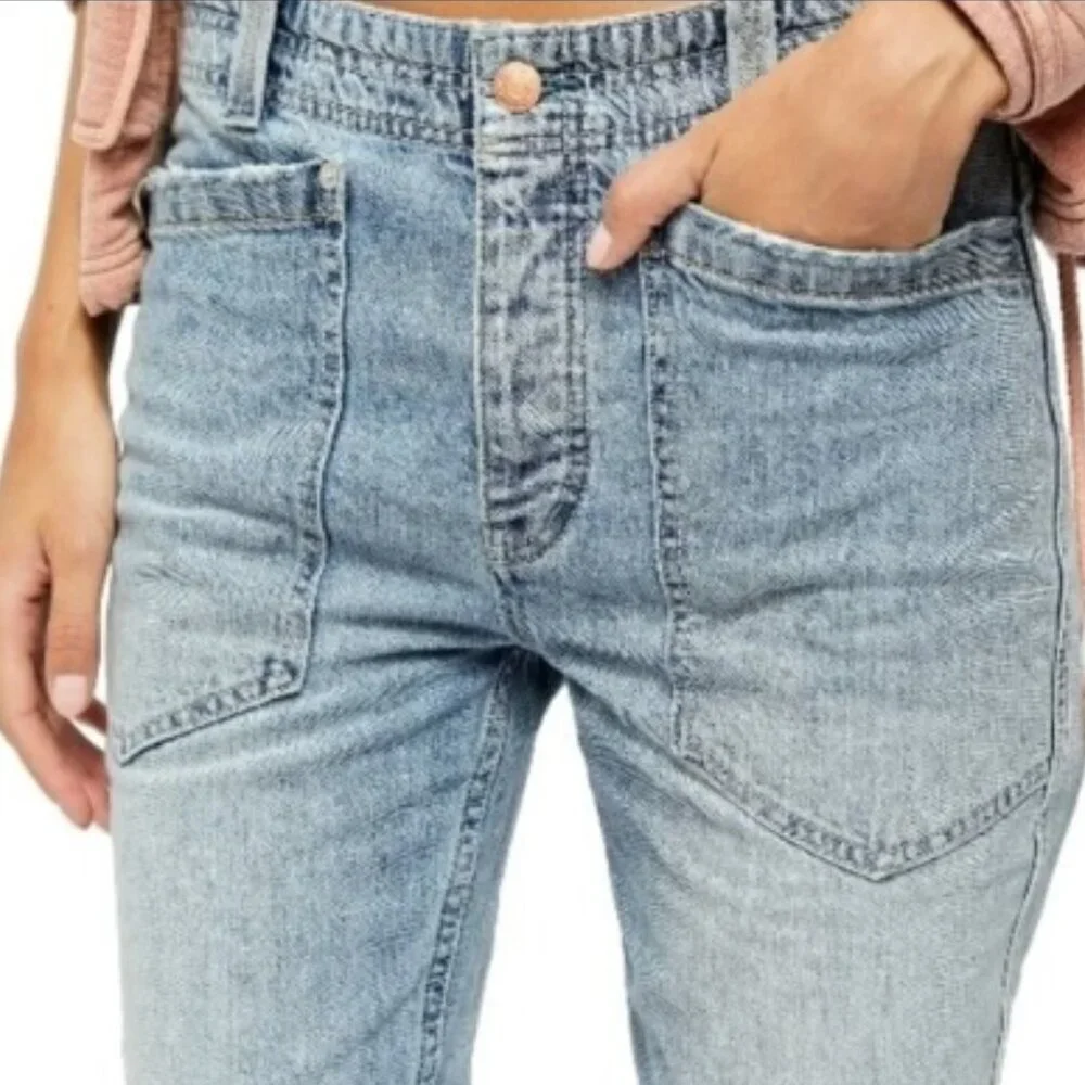 Free People – Rebel Rouser Cut-Off Long Bermuda Shorts Blue
